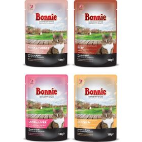 Bonnie Pouch Karışık 4 Adet Yetişkin Kedi Maması