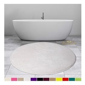 Bonny Home 100x100 cm Elite Beyaz Yuvarlak Peluş Kaymaz Taban Pufidik Banyo Halısı