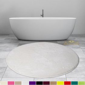 Bonny Home 100x100 cm Elite Beyaz Yuvarlak Peluş Kaymaz Taban Pufidik Banyo Halısı