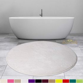 Bonny Home 100x100 cm Elite Beyaz Yuvarlak Peluş Kaymaz Taban Pufidik Banyo Halısı