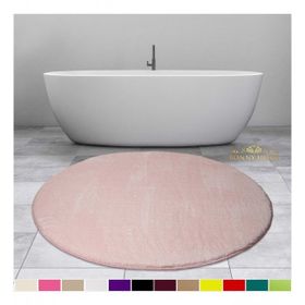 Bonny Home 100x100 CM Elite Pudra Yuvarlak Peluş Kaymaz Taban Pufidik Banyo Halısı