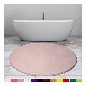 Bonny Home 100x100 cm Elite Pudra Yuvarlak Peluş Kaymaz Taban Pufidik Banyo Halısı