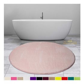 Bonny Home 100x100 cm Elite Pudra Yuvarlak Peluş Kaymaz Taban Pufidik Banyo Halısı