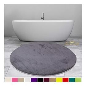 Bonny Home 120x120 cm Elite Antrasit Yuvarlak Peluş Kaymaz Taban Pufidik Banyo Halısı