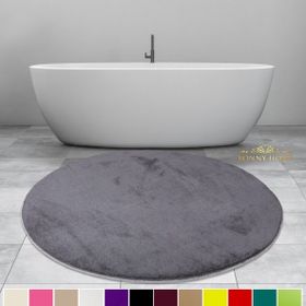 Bonny Home 120x120 cm Elite Antrasit Yuvarlak Peluş Kaymaz Taban Pufidik Banyo Halısı