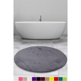 Bonny Home 120x120 cm Elite Antrasit Yuvarlak Peluş Kaymaz Taban Pufidik Banyo Halısı