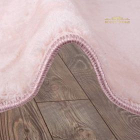 Bonny Home 120x120 cm Elite Pudra Yuvarlak Peluş Kaymaz Taban Pufidik Banyo Halısı