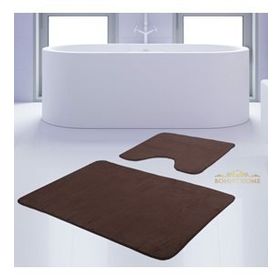 Bonny Home 2'li Düz Kahve Unicolor Kaymaz Klozet ve Banyo Halısı