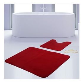 Bonny Home 2'li Düz Kırmızı Unicolor Kaymaz Klozet ve Banyo Halısı