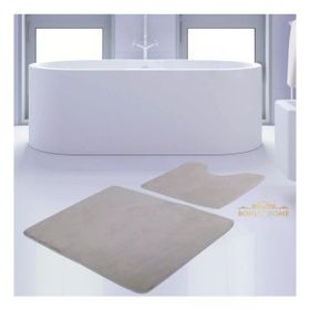 Bonny Home 2'li Düz Krem Unicolor Kaymaz Klozet ve Banyo Halısı
