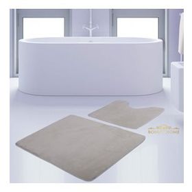 Bonny Home 2'li Düz Krem Unicolor Kaymaz Klozet ve Banyo Halısı