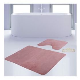 Bonny Home 2'li Düz Pembe Unicolor Kaymaz Klozet ve Banyo Halısı