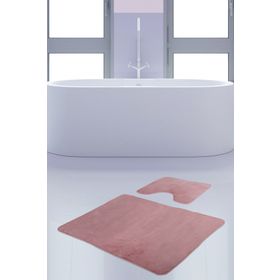Bonny Home 2'li Düz Pembe Unicolor Kaymaz Klozet ve Banyo Halısı