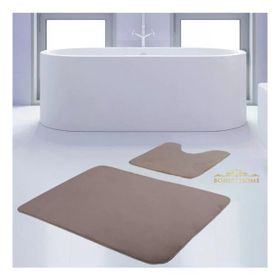 Bonny Home 2'li Düz Vizon Unicolor Kaymaz Klozet ve Banyo Halısı