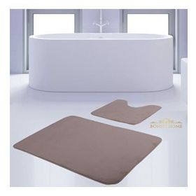 Bonny Home 2'li Düz Vizon Unicolor Kaymaz Klozet ve Banyo Halısı