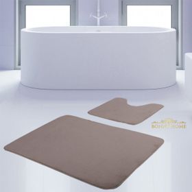 Bonny Home 2'li Düz Vizon Unicolor Kaymaz Klozet ve Banyo Halısı