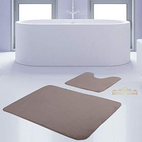 Bonny Home 2'li Düz Vizon Unicolor Kaymaz Klozet ve Banyo Halısı