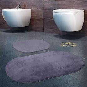 Bonny Home 2'li Gri Rixos Kaymaz Tabanlı Klozet ve Banyo Halısı