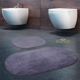 Bonny Home 2'li Gri Rixos Kaymaz Tabanlı Klozet ve Banyo Halısı