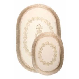 Bonny Home 2'li Krem Exclusive Oval Püsküllü Banyo Halısı