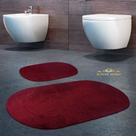 Bonny Home 2'li Mürdüm Rixos Kaymaz Tabanlı Klozet ve Banyo Halısı