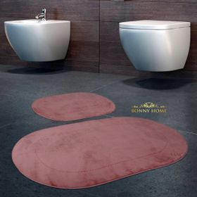 Bonny Home 2'li Pudra Rixos Kaymaz Tabanlı Klozet ve Banyo Halısı