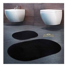 Bonny Home 2'li Siyah Rixos Kaymaz Tabanlı Klozet ve Banyo Halısı