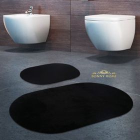 Bonny Home 2'li Siyah Rixos Kaymaz Tabanlı Klozet ve Banyo Halısı