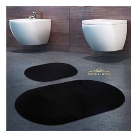 Bonny Home 2'li Siyah Rixos Kaymaz Tabanlı Klozet ve Banyo Halısı