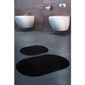 Bonny Home 2'li Siyah Rixos Kaymaz Tabanlı Klozet ve Banyo Halısı