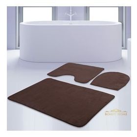 Bonny Home 3'lü Düz Kahve Unicolor Kaymaz Klozet ve Banyo Halısı