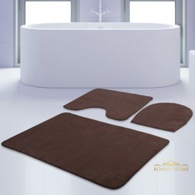 Bonny Home 3'lü Düz Kahve Unicolor Kaymaz Klozet ve Banyo Halısı