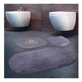 Bonny Home 3'lü Gri Rixos Kaymaz Tabanlı Klozet ve Banyo Halısı