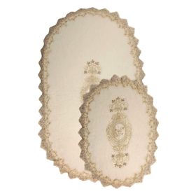 Bonny Home 3'lü Lisa Krem Dantelli Çeyizlik Klozet ve Banyo Halısı