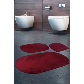 Bonny Home 3'lü Mürdüm Rixos Kaymaz Tabanlı Klozet ve Banyo Halısı