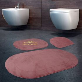 Bonny Home 3'lü Pudra Rixos Kaymaz Tabanlı Klozet ve Banyo Halısı