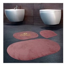 Bonny Home 3'lü Pudra Rixos Kaymaz Tabanlı Klozet ve Banyo Halısı