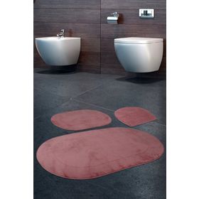 Bonny Home 3'lü Pudra Rixos Kaymaz Tabanlı Klozet ve Banyo Halısı
