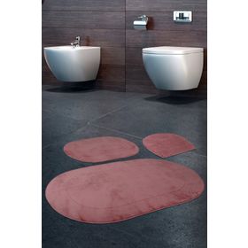 Bonny Home 3'lü Pudra Rixos Kaymaz Tabanlı Klozet ve Banyo Halısı