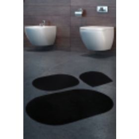 Bonny Home 3'lü Siyah Rixos Kaymaz Tabanlı Klozet ve Banyo Halısı