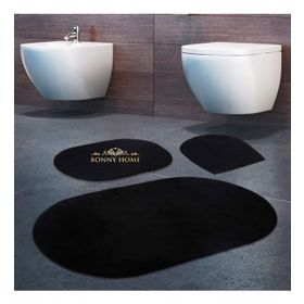 Bonny Home 3'lü Siyah Rixos Kaymaz Tabanlı Klozet ve Banyo Halısı