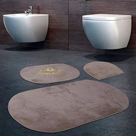 Bonny Home 3'lü Vizon Rixos Kaymaz Tabanlı Klozet ve Banyo Halısı