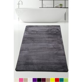 Bonny Home 80x150 cm Elite Antrasit Peluş Kaymaz Tabanlı Pufidik Banyo Halısı
