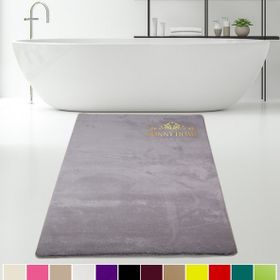Bonny Home 80x150 cm Elite Gri Peluş Kaymaz Tabanlı Pufidik Banyo Halısı