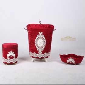 Bonny Home Lisa Kirli Bordo Çamaşır Sepeti Seti