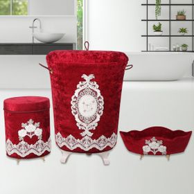Bonny Home Lisa Kirli Bordo Çamaşır Sepeti Seti