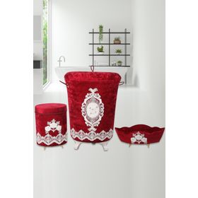 Bonny Home Lisa Kirli Bordo Çamaşır Sepeti Seti