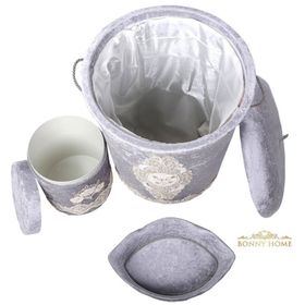 Bonny Home Lisa Kirli Gri Çamaşır sepeti seti