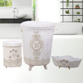Bonny Home Lisa Kirli Krem Çamaşır Sepeti Seti