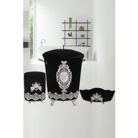 Bonny Home Lisa Kirli Siyah Çamaşır Sepeti Seti